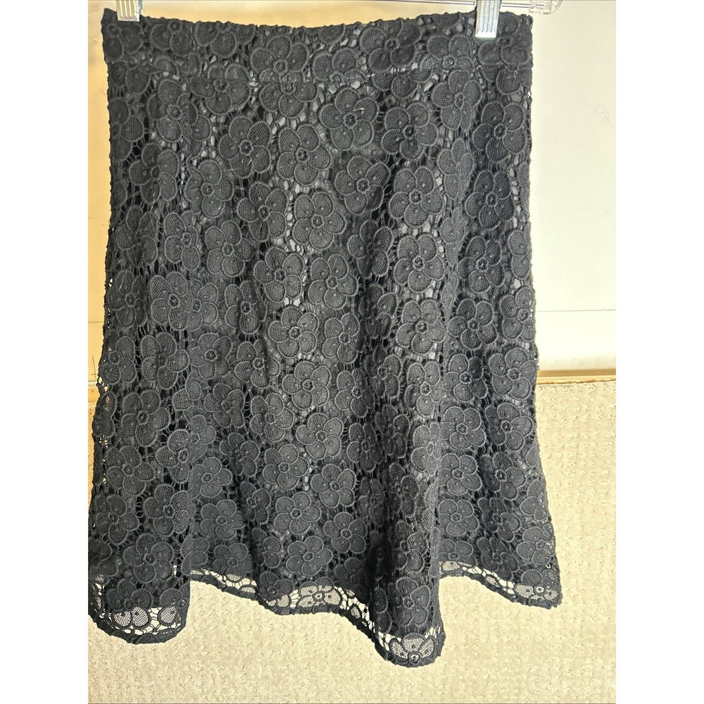 NWOT Kate Spade Black Floral Eyelet Lace Skirt Sz 2